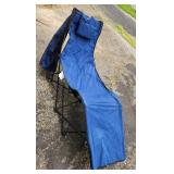 Foldable Camping Lounger Chair - Blue Cushioned