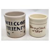 Crock Lot - Gaetano Pottery "Chips" Crock & "We