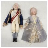 George & Martha Washington Cloth Dolls - Vintage