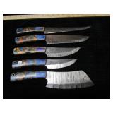 UNUSED DAMASCUS STEEL KNIFE SET