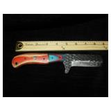 UNUSED DAMASCUS STEEL HUNTING KNIFE W/SHEATH