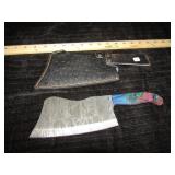 UNUSED DAMASCUS STEEL CLEAVER KNIFE
