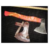 UNUSED DAMASCUS STEEL TOMAHAWK HATCHET