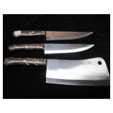 UNUSED DAMASCUS STEEL KNIFE SET