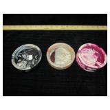 3 UNUSED SWIRL ASHTRAYS