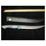 UNUSED DAMASCUS STEEL CARVING KNIFE