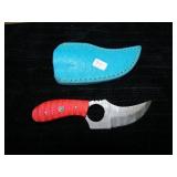 UNUSED DAMASCUS STEEL HUNTING KNIFE W/SHEATH