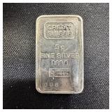 5g Fine Silver Bar - Credit Suisse