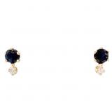 Deep Blue Topaz & Diamond Earrings 14k Gold