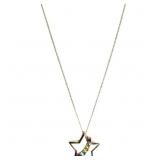 Rainbow Gemstone Star Necklace Yellow Gold