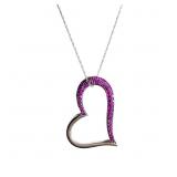 1/2 Carat Ruby Sliding Heart Necklace White Gold