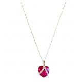 15+ CT Ruby Heart Crossover Yellow Gold Necklace