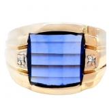 Custom Men's 2 CT Sapphire & Diamond Gold Ring
