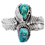 Stunning Turquoise Feather Cuff Bracelet