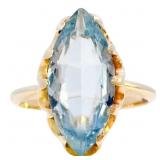 3+ Carat Swiss Blue Topaz Ring 14k Gold