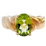 3/4 CT Peridot Solitaire Ring 14k Yellow Gold