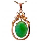 8.5 Carat Jade Swinging Pendant 14k Gold