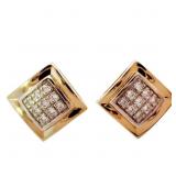 Modern Diamond Princess Earrings 14k Gold