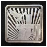 2 oz Fine Silver Square Bars - Cross & Flag Design