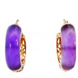 3.3 CTW Amethyst Hoop Earrings 14k Yellow Gold