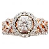 3/4 CT Diamond Halo Bridal Set 14k RG