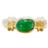 Sleek Oval Emerald Ring 14k Yellow Gold