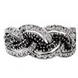 3/4 CTW Black & White Diamond Crossover Ring