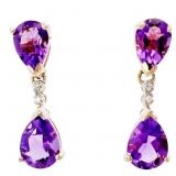 2 1/4 CT Amethyst & Diamond Yellow Gold Earrings