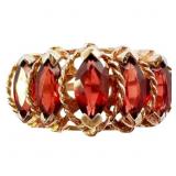 1 CT Marquise Garnet 5-Stone Yellow Gold Ring