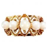 Vintage 5-Pearl Marquise Yellow Gold Ring
