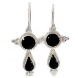 Native American Black Enamel & Silver Earrings