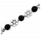 Black Jet & Flower Toggle Clasp Bracelet