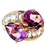 2.5 Carat Amethyst & Quartz Crossover Ring