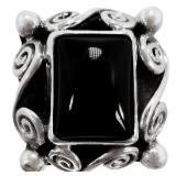 1 CT Black Onyx Cabochon w/ Spiral Detailing Ring
