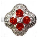 Amber Blaze Diamante & Diamond Quatrefoil Ring