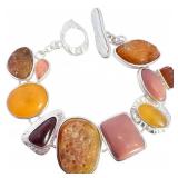 Artisan OOAK Multi-Stone Toggle Bracelet