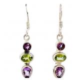 Amethyst & Peridot Dangle Earrings