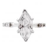 High Profile White Diamante Marquise Ring