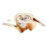 1/3 Carat White Quartz Heart Ring 14k Gold