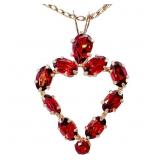 3 CT Garnet & Yellow Gold Heart Pendant