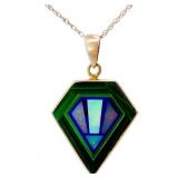 Custom Malachite & Opal Inlay Necklace Gold