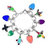 Mexican Artisan Multi-Stone Charm Bracelet