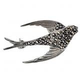 Hematite Bird in Flight Pin