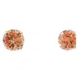 1.75 CT Golden Diamante Solitaire Earrings 14k
