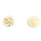 Vintage Sculpted Rose Solitaire Earrings