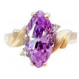 1.3 Carat Tanzanite & Diamond Yellow Gold Ring