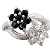 1/2+ CT Sapphire & Topaz Flower Ring