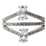 White Diamante Negative Space Stackable Ring