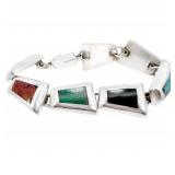 Vintage Mexican Artisan Multi-Stone Bracelet