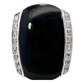 8 3/4 Carat Onyx & Diamond Statement Ring